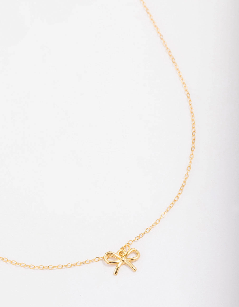 Luxury Shape Gold Plated Sterling Silver Bow Pendant Necklace
