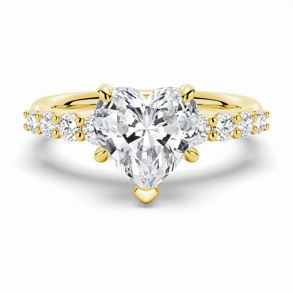 Classic Shared Prong Heart Shaped Moissanite Engagement Ring Bright Radiance Pure Detail