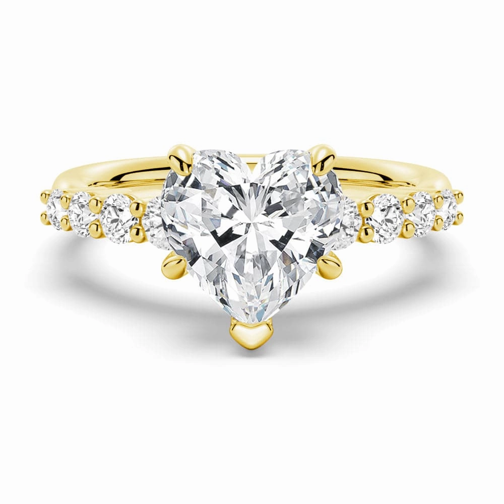 Glam Vibes Polished Flow Classic Shared Prong Heart Shaped Moissanite Engagement Ring