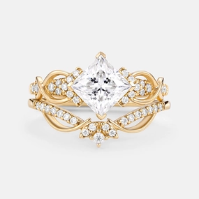 Princess Cut Moissanite Twist Engagement Ring Set 2pcs Sophisticated Gifts Glam Finish