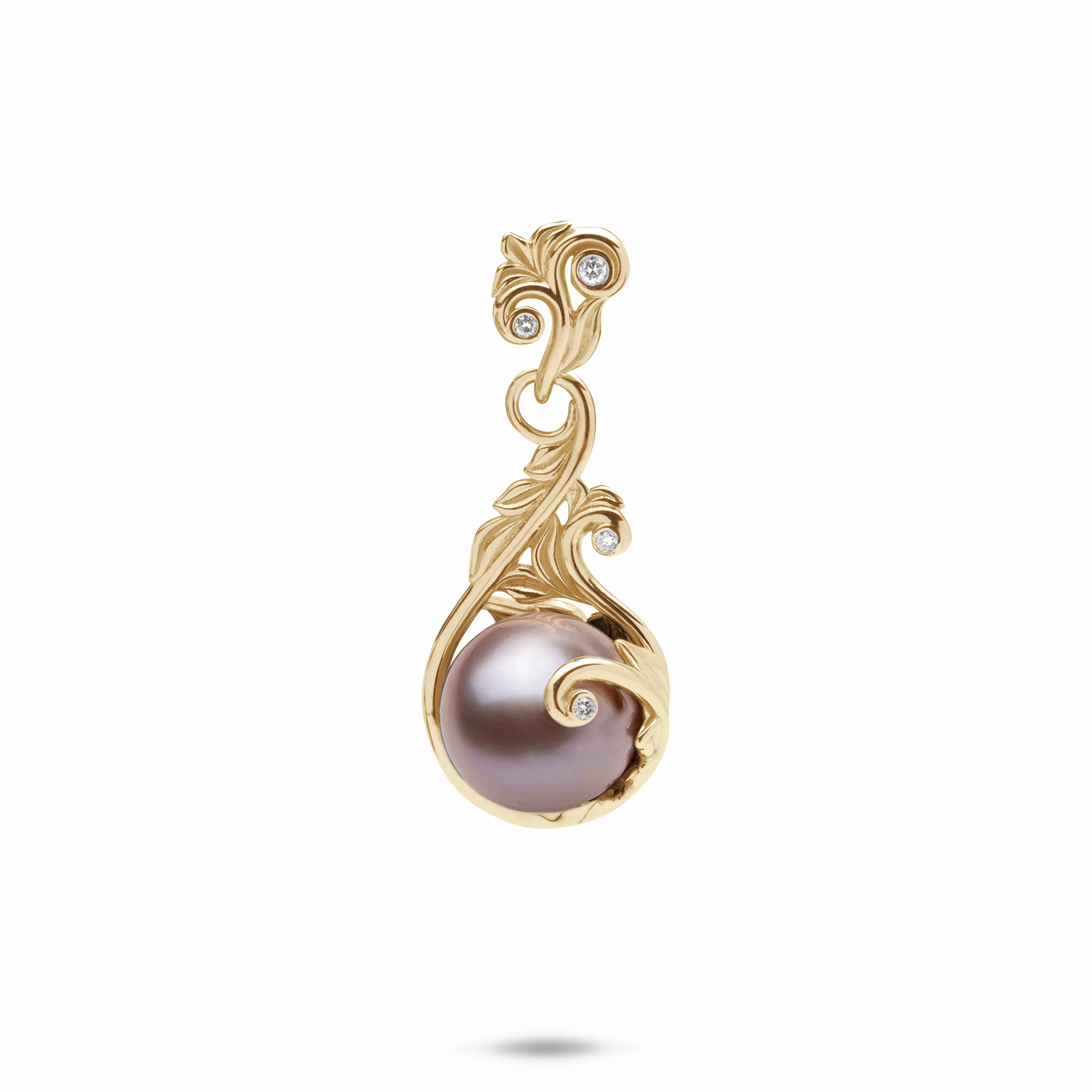 Living Heirloom Lavender Freshwater Pearl Pendant in Gold with Diamonds - 9-10mm Refined Light Handcrafted Accessories
