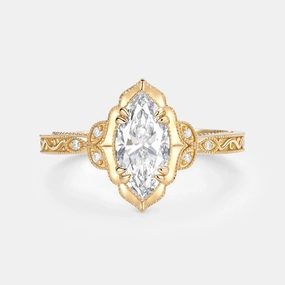 Marquise Cut Lab Grown Diamond Engraved Engagement Ring - Eclat Artistic Product