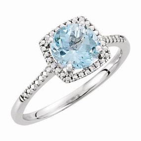 Modern Symbol Sterling Silver Natural Sky Blue Topaz & .01 CTW Natural Diamond Ring