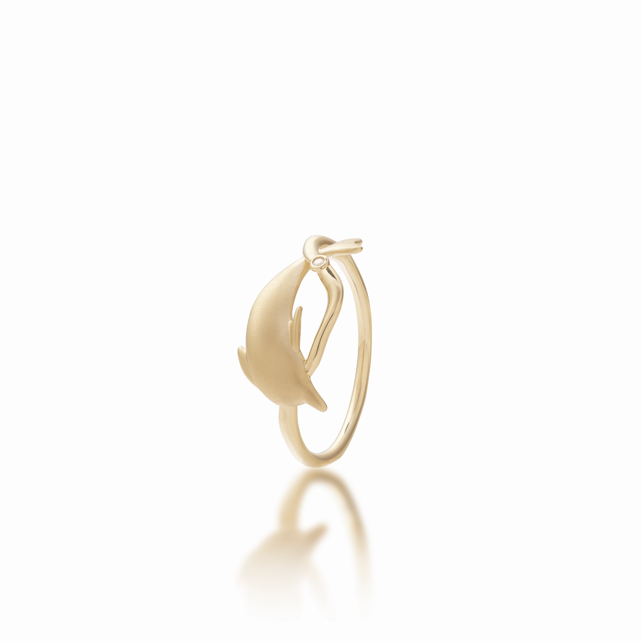 Finest Craft Urban Edge Bubble Dolphin Ring in Gold with Diamond - 10mm