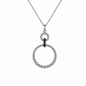 Crisp Edge Gifting Moment 925 Sterling Silver Black Spinel Bujukan Link Drop Necklace