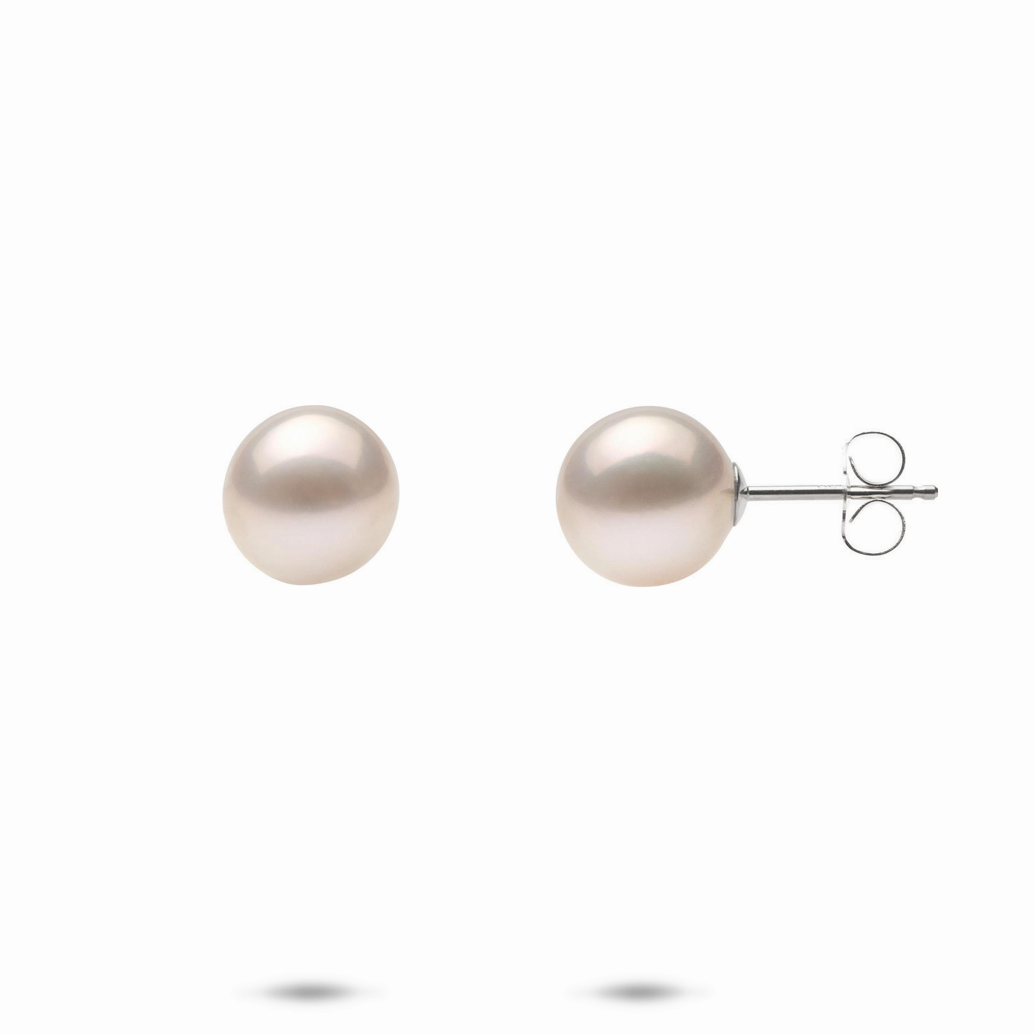 Chic Highlight Freshwater Pearl Earrings in White Gold - 8-9mm