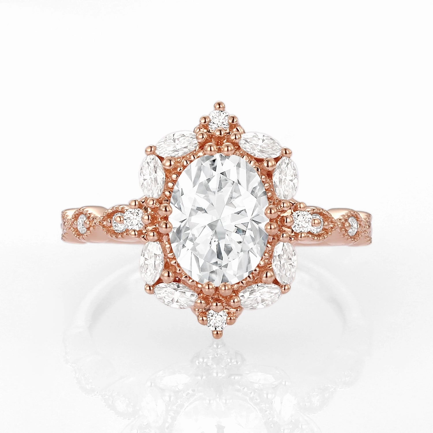 Weekend Glam Sister Present 1.5ct Oval Moissanite Signature Vintage Byzantine Ring