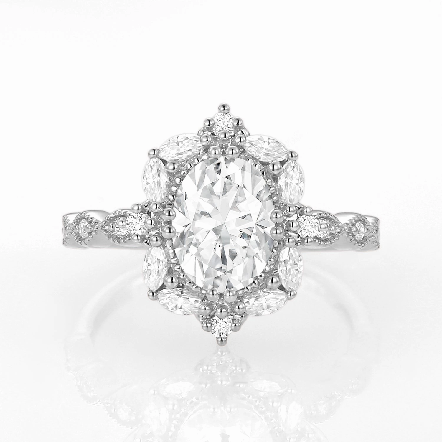 1.5ct Oval Moissanite Signature Vintage Byzantine Ring Vibrant Jewelry Look Vibrant Jewelry Shine