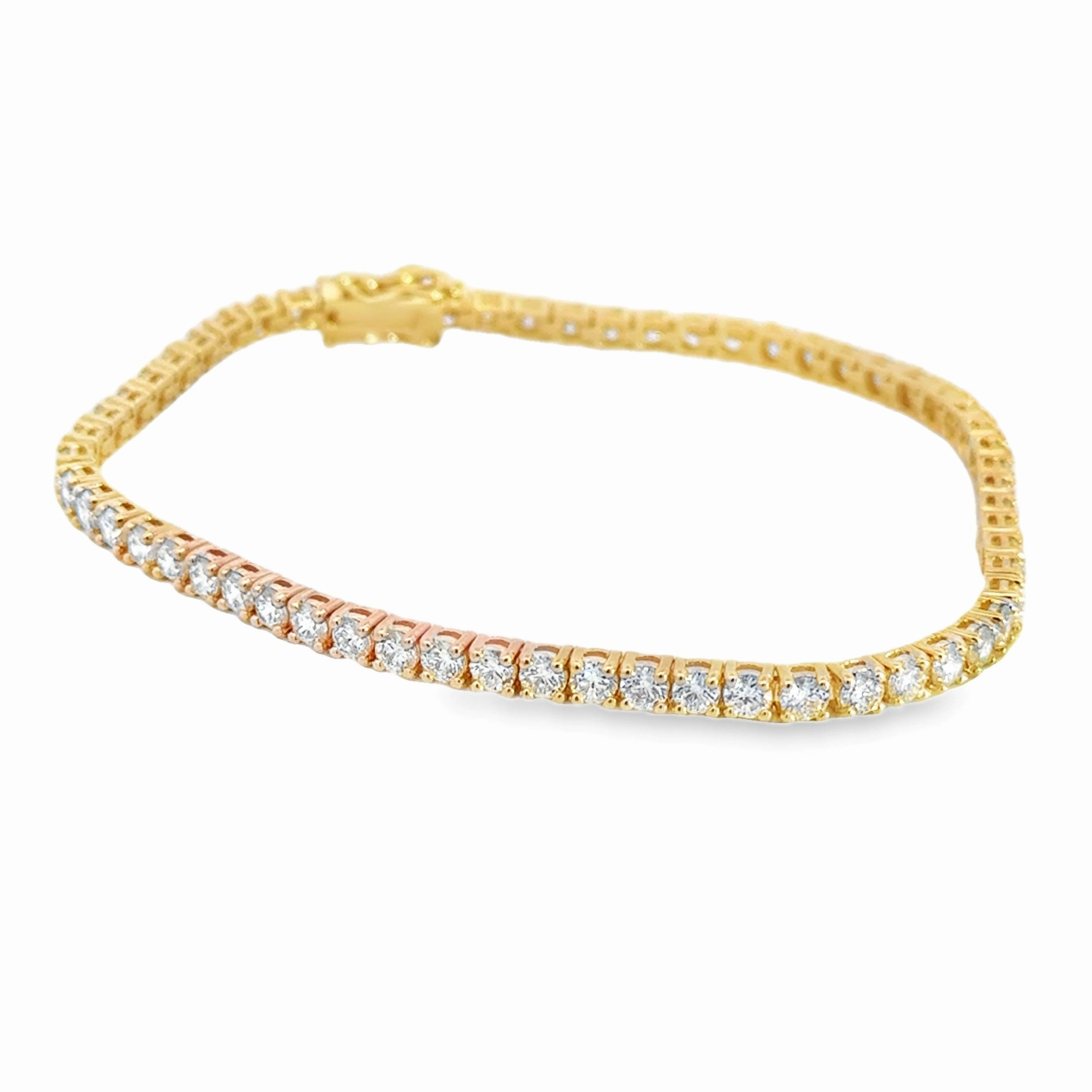 Lightweight Piece Delicate Form 14K Yellow Gold Diamond Tennis Bracelet - 5.34 Carats