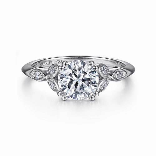 Celia - 14K White Gold Round Diamond Engagement Ring Exclusive Decoration