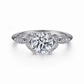 Celia - 14K White Gold Round Diamond Engagement Ring Refined Feature