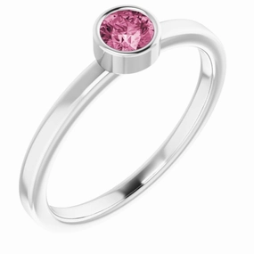 Polished Motion Secure Ornament Platinum 4 mm Natural Pink Tourmaline Ring