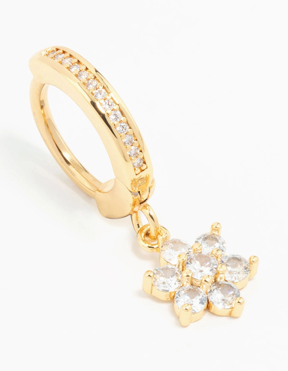 Radiant Jewelry Look Gold Plated Surgical Steel Cubic Zirconia Flower Belly Ring