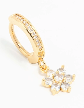 Radiant Jewelry Look Gold Plated Surgical Steel Cubic Zirconia Flower Belly Ring