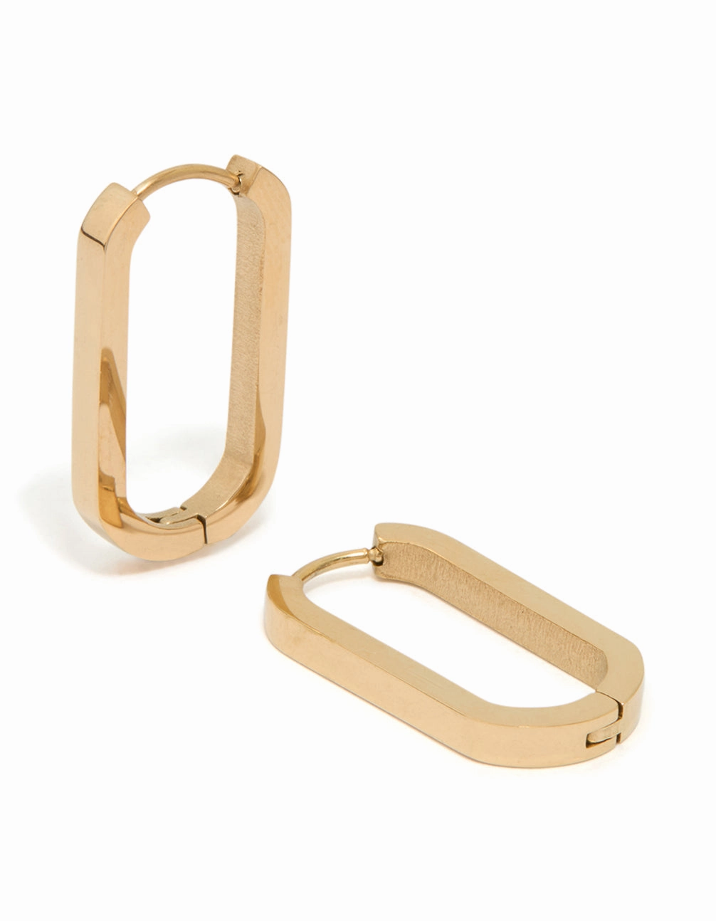 Classic Choice Waterproof Gold Plated Stainless Steel Oblong Hoop Earrings