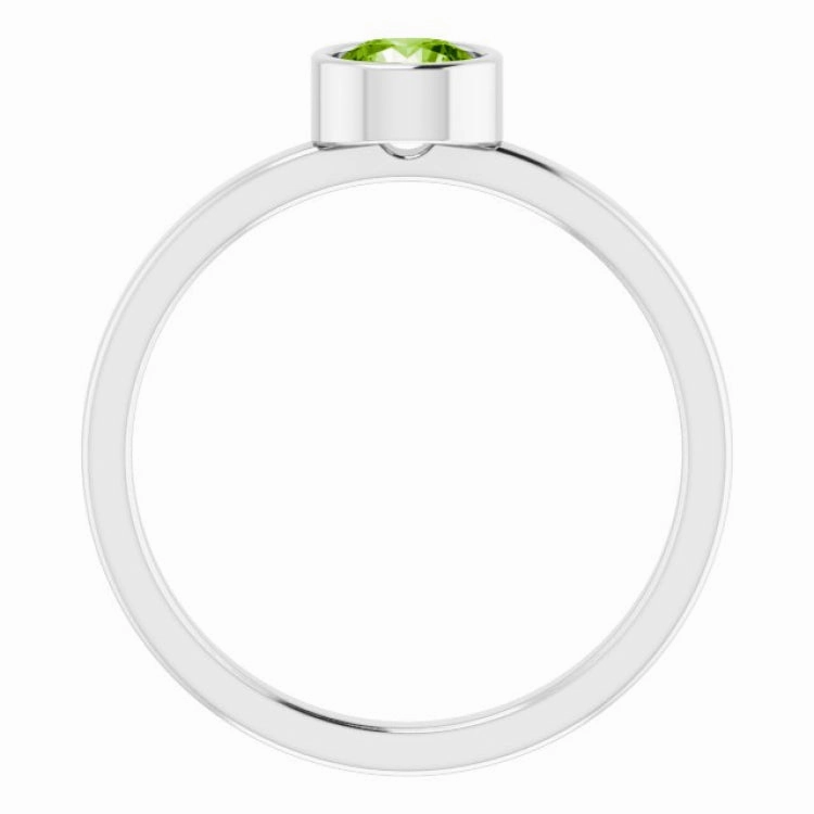 Shimmer Detail Rhodium-Plated Sterling Silver 5 mm Imitation Peridot Ring