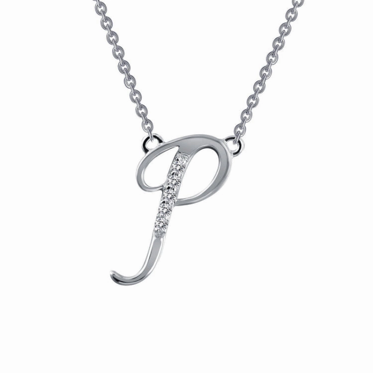 Letter P Pendant Necklace Dressy Mood Glamour Appeal