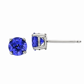 Graceful Mood Classic Birthstone Stud Earrings with Sapphires
