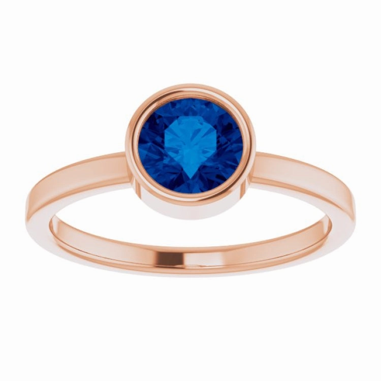 Traditional Trinket 14K Rose 6 mm Lab-Grown Blue Sapphire Ring