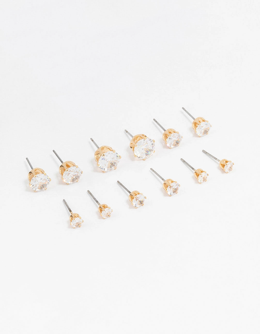 Classic Gold Round Cubic Zirconia Earrings 6-Pack Chic Pulse