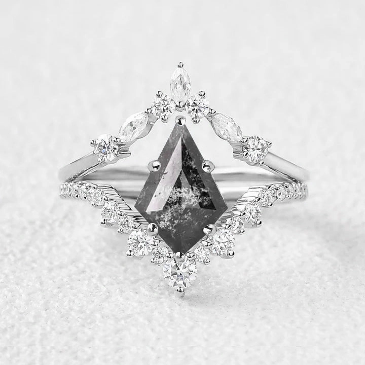 Kite Salt and Pepper Diamonds Ring Set 2pcs Timeless Form