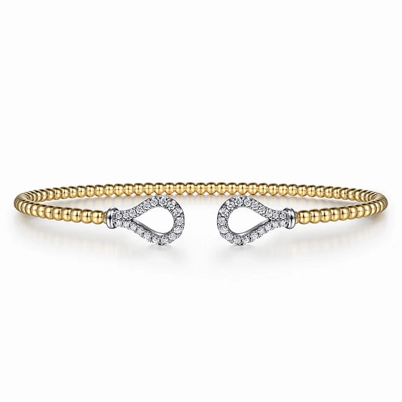 14K Yellow-White Gold Bujukan Diamond Teardrops Bangle Signature Highlight