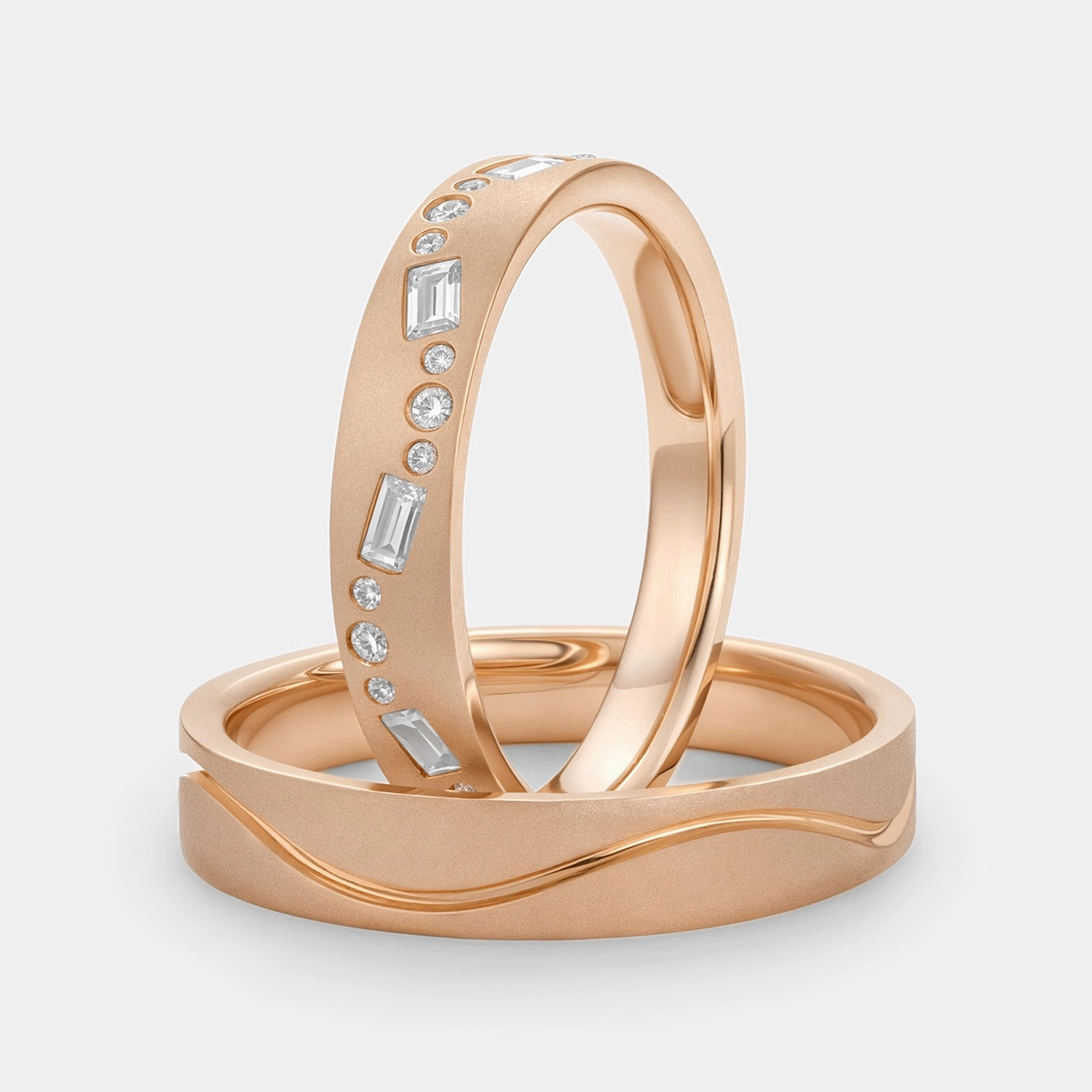 Classic Moissanite Engraved Couple Ring Set 2pcs - Chloe Eternal Piece Custom Measurement