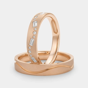 Fantastic Craft Economical Piece Classic Moissanite Engraved Couple Ring Set 2pcs - Chloe