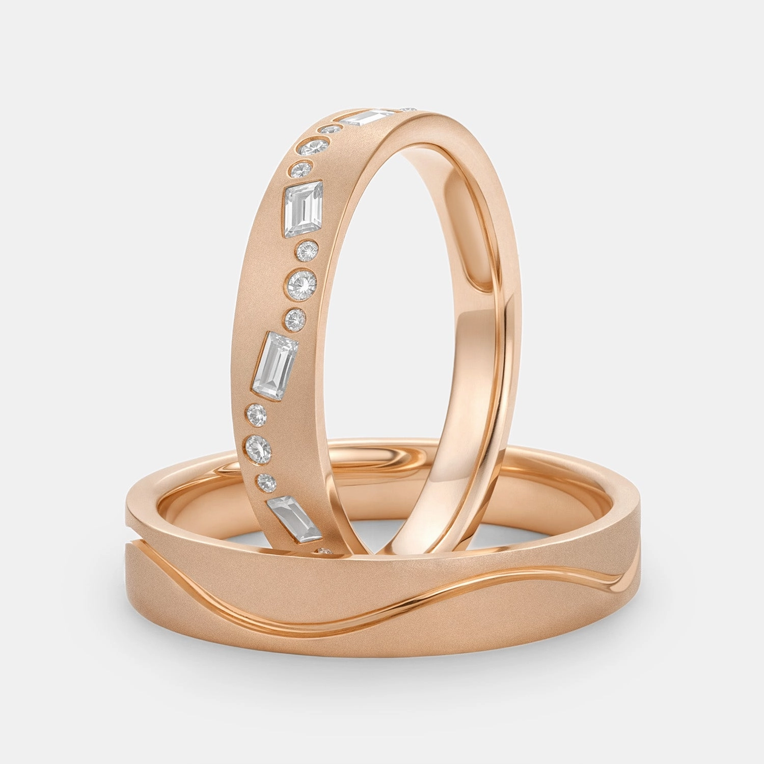 Classic Moissanite Engraved Couple Ring Set 2pcs - Chloe Formal Accessory Sweet Accent