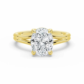 Everyday Finish Soft Mood Classic Oval Solitaire Engagement Ring with Split Shank