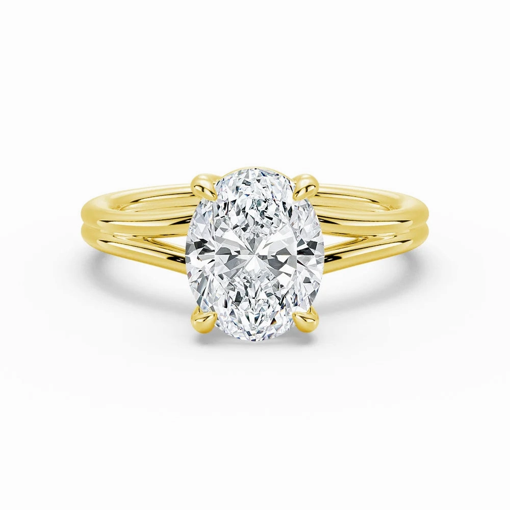 Everyday Finish Soft Mood Classic Oval Solitaire Engagement Ring with Split Shank