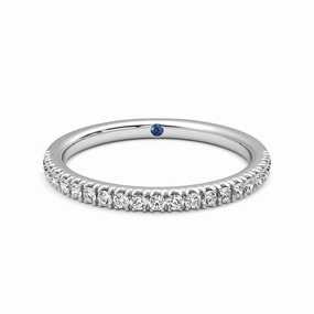 Classic Pav?? Moissanite Wedding Band with Anniversary Stone Accent Polished Piece