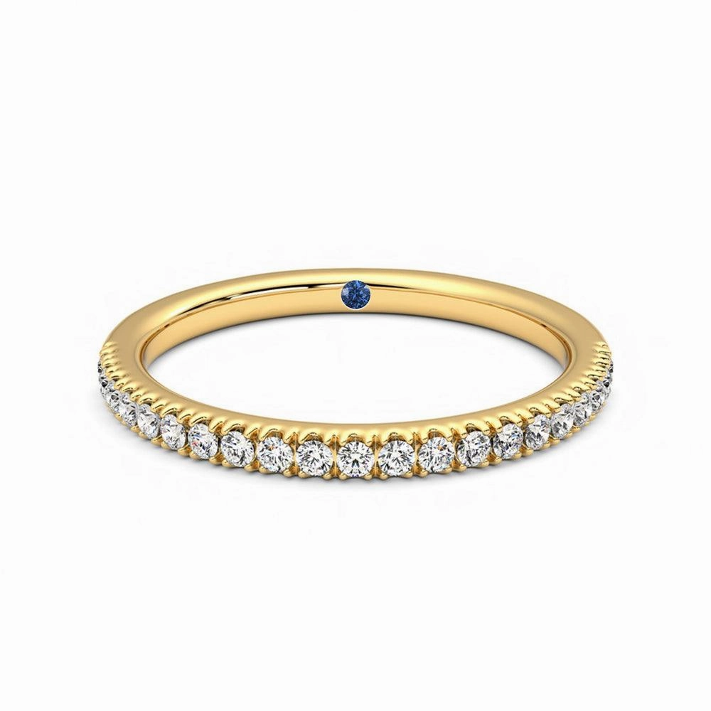 Luxe Pick Classic Pav?? Moissanite Wedding Band with Anniversary Stone Accent