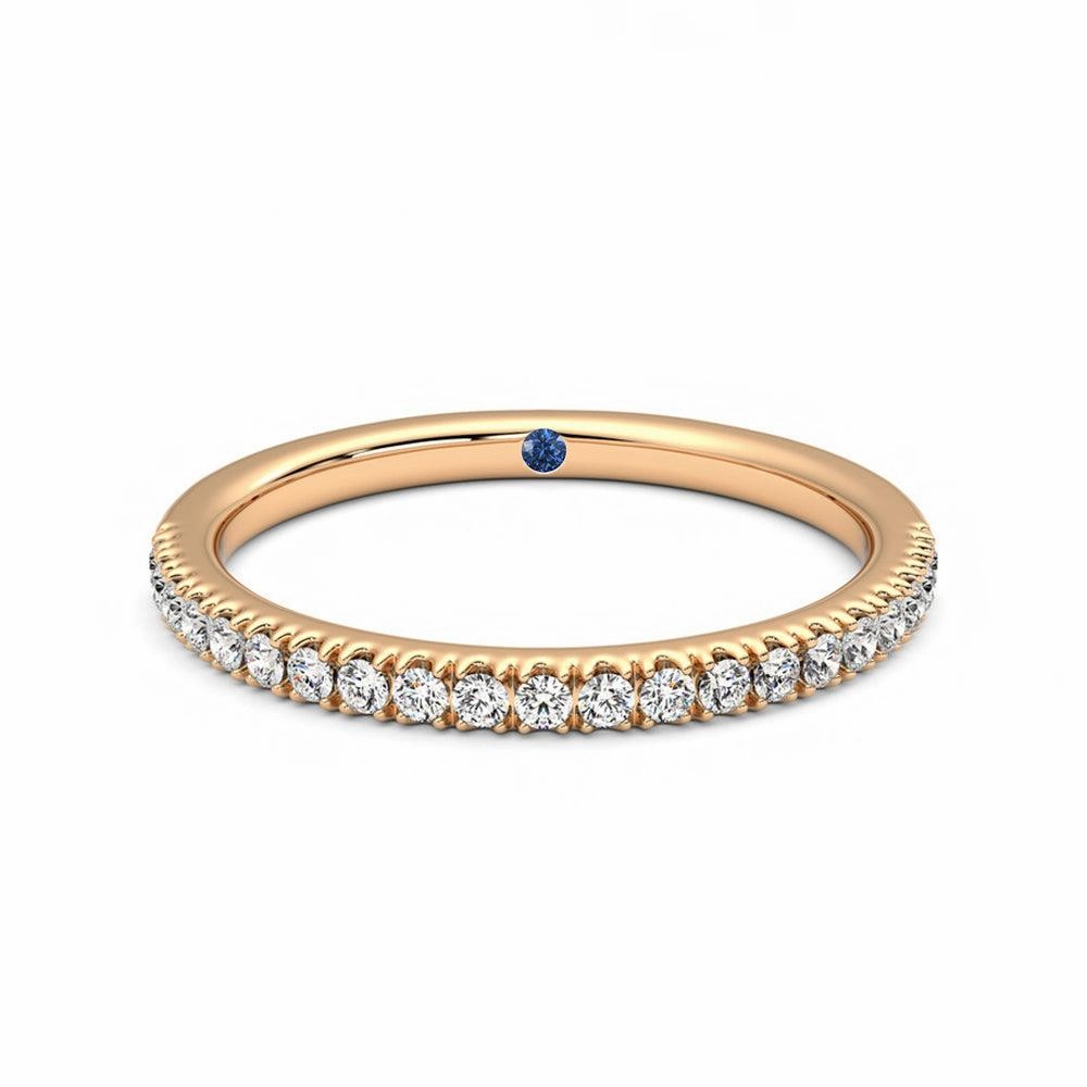 Ornate Design Shimmer Light Classic Pav?? Moissanite Wedding Band with Anniversary Stone Accent