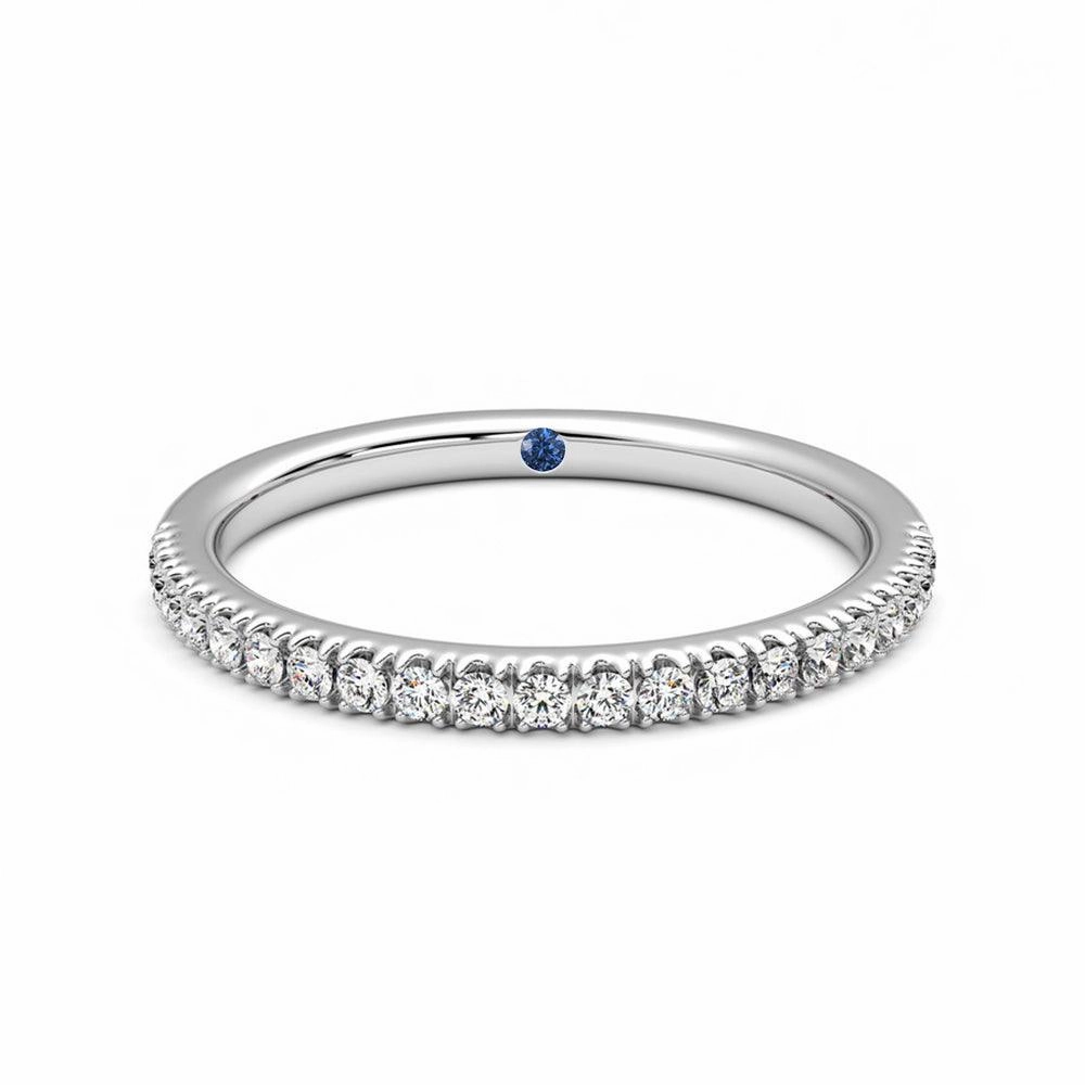 Classic Pav?? Moissanite Wedding Band with Anniversary Stone Accent Polished Piece