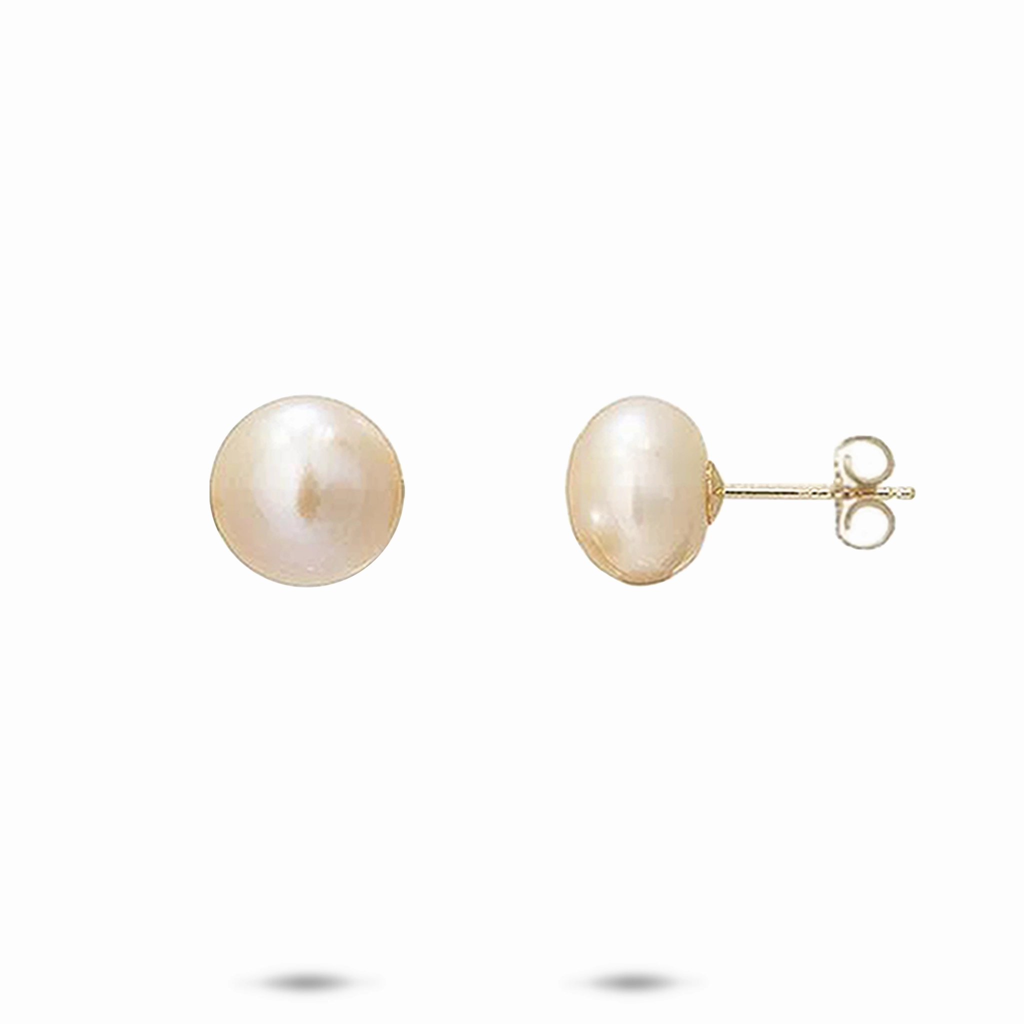 Precious Finish Freshwater Natural Color Pearl Earrings in Gold - 9-10mm