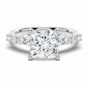 Classic Shared Prong Princess Cut Moissanite Engagement Ring Glam fit Fresh Look