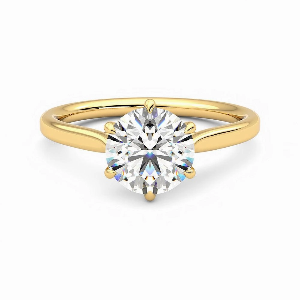 Layered Touch Subdued Sparkle Classic Six Prong Moissanite Engagement Ring with Hidden Anniversary Stone Accent