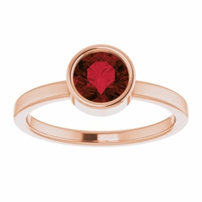 14K Rose 6 mm Natural Mozambique Garnet Ring Artistic Adornment