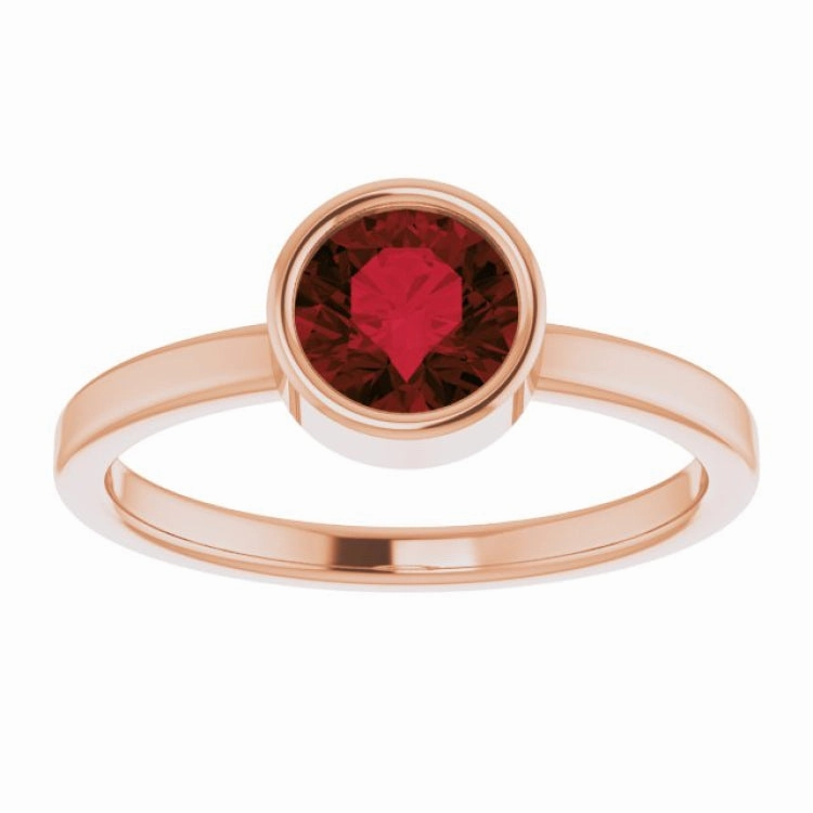 14K Rose 6 mm Natural Mozambique Garnet Ring Artistic Adornment