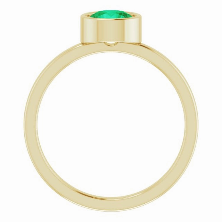 Premium Decoration Affordable Craft 14K Yellow 6 mm Lab-Grown Emerald Ring