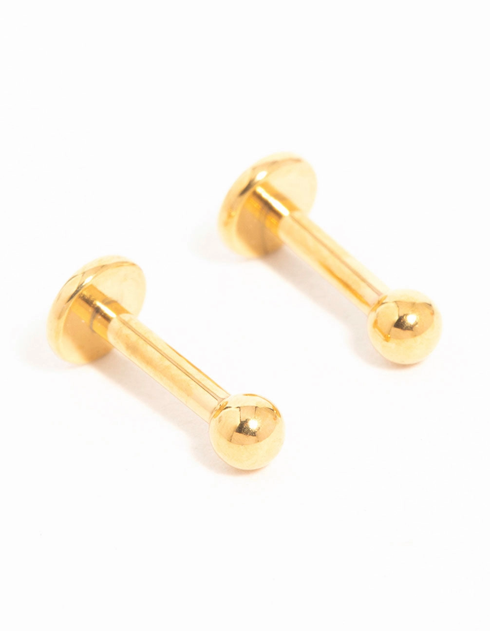 Gold Plated Titanium Micro Ball Flat Back Studs 2-Pack All Day Wear