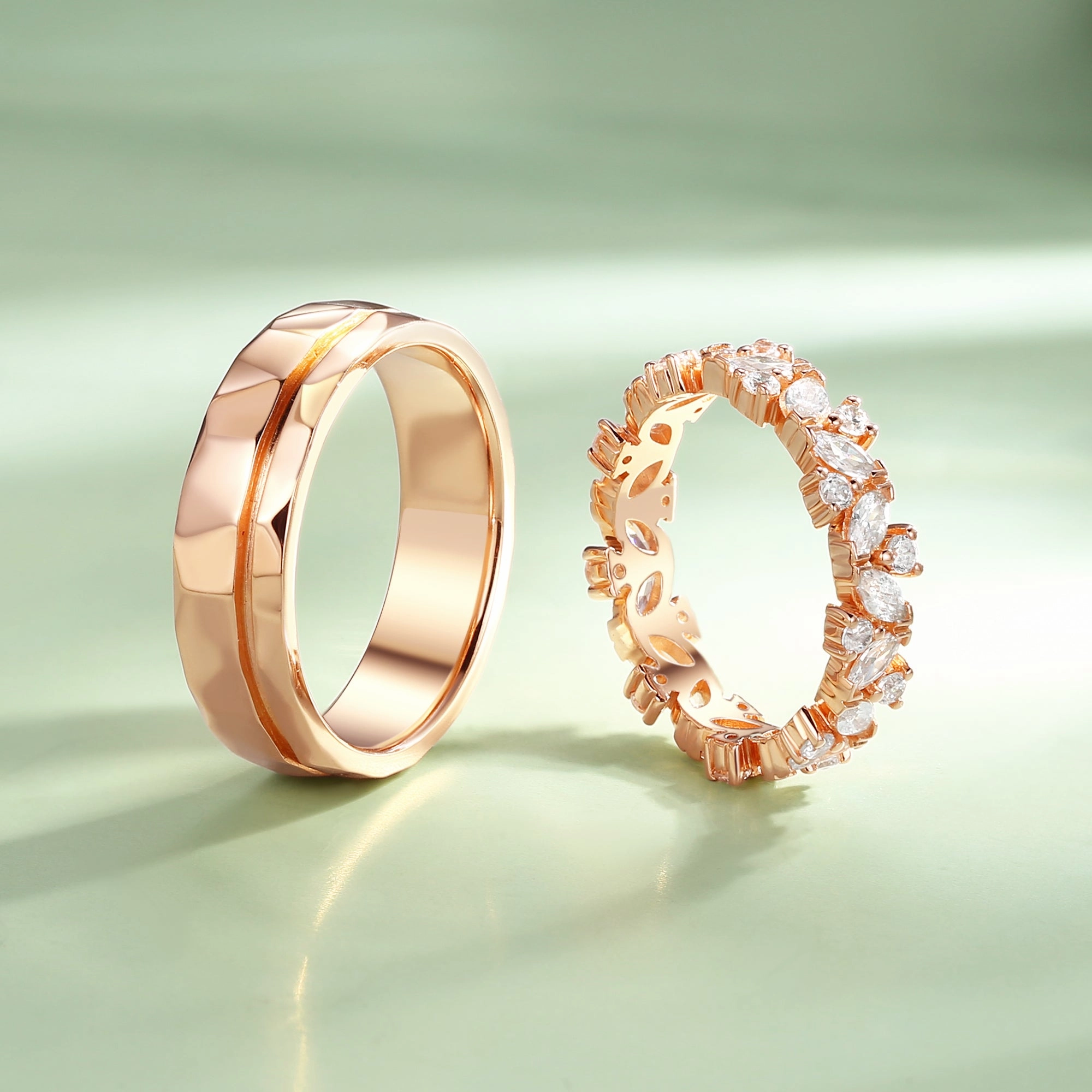 Cluster Vintage Moissanite Couple Ring Set 2pcs - Amare Comfortable Object Evergreen style