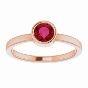 14K Rose 5 mm Lab-Grown Ruby Ring Luxury Decoration