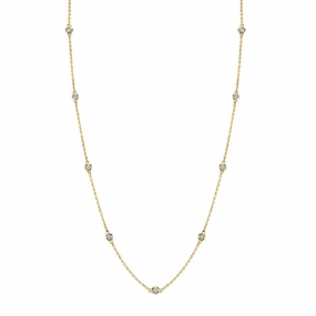 14K Yellow Gold Diamonds by the Yard Necklace - 0.25ct Feminine Edge Red Tone