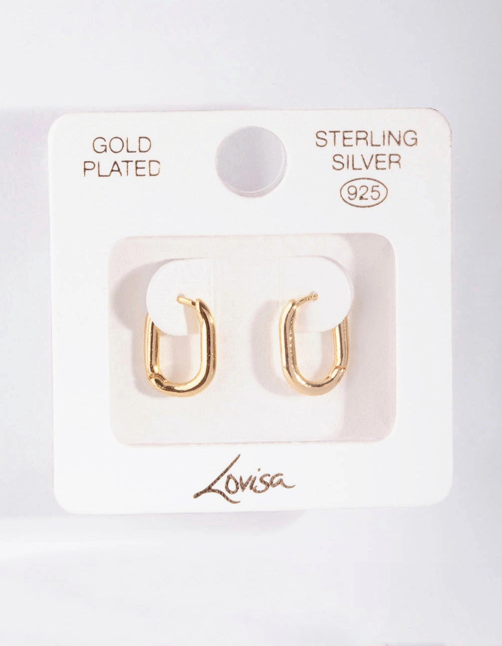 Premium Accent Gold Plated Sterling Silver Long Oval Huggie Earrings