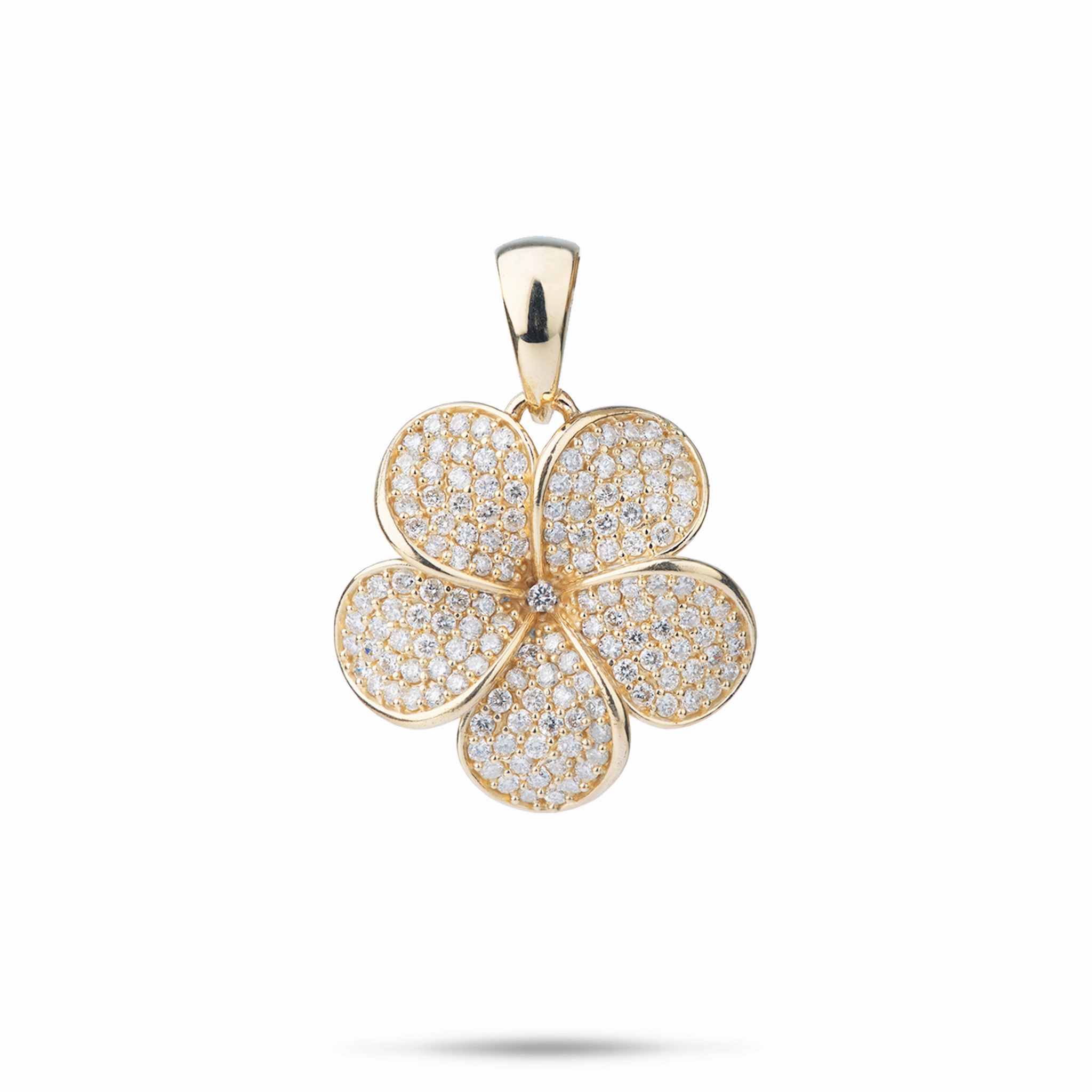 Plumeria Pendant in Gold with Diamonds - 20mm Light Detail Stylish Craft
