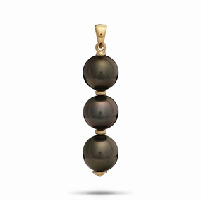 Urban Pop Brunch Look Tahitian Black Pearl Pendant in Gold - 10-11mm