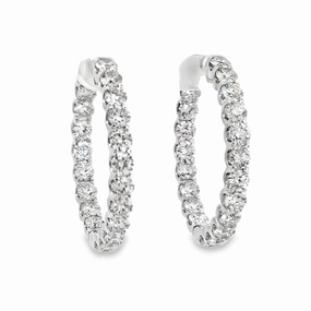 Lightweight Glam Seasonal accessory 14K White Gold Inside Out Diamond Hoops - 5.25ct