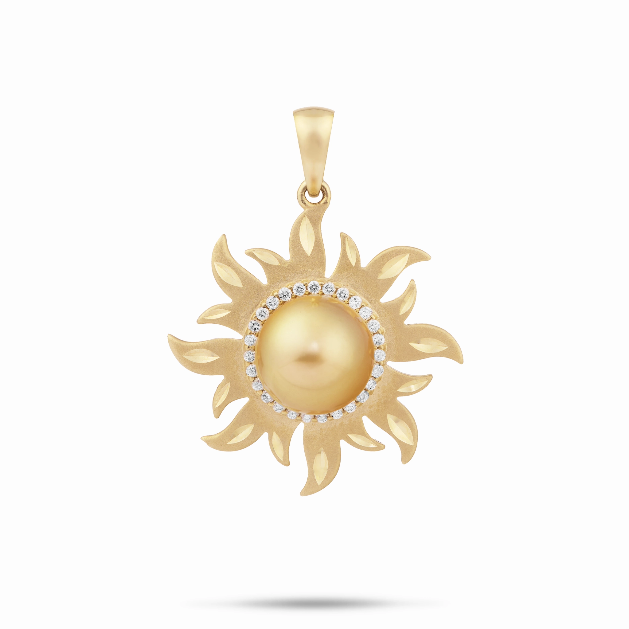 South Sea Gold Pearl Sun Pendant in Gold with Diamonds Romantic Fashion Masculine Bold